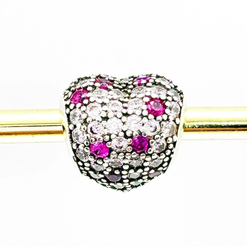 NWOT Pandora compatible pink heart charm - Picture 6 of 11